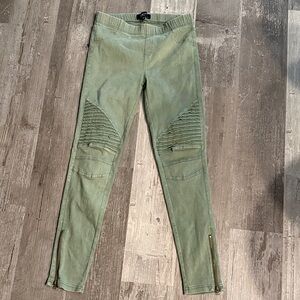 Olive green Moto Ribbed leggings